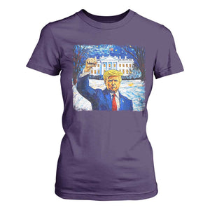 Trump 2024 T Shirt For Women Christmas Starry Night Vincent Van Gogh TS09 Purple Print Your Wear