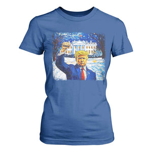 Trump 2024 T Shirt For Women Christmas Starry Night Vincent Van Gogh TS09 Royal Blue Print Your Wear