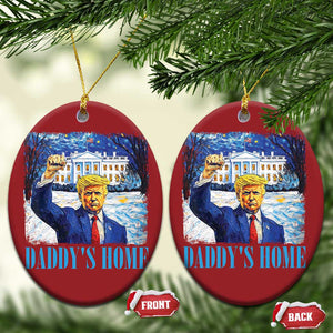 Trump 2024 Christmas Ornament Daddy's Home Starry Night Christmas TS09 Oval Red Print Your Wear