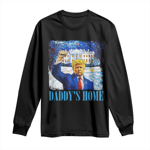 Trump 2024 Long Sleeve Shirt Daddy's Home Starry Night Christmas TS09 Black Print Your Wear