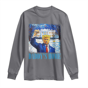 Trump 2024 Long Sleeve Shirt Daddy's Home Starry Night Christmas TS09 Charcoal Print Your Wear