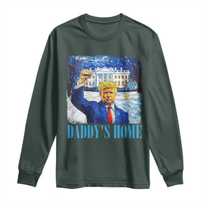 Trump 2024 Long Sleeve Shirt Daddy's Home Starry Night Christmas TS09 Dark Forest Green Print Your Wear