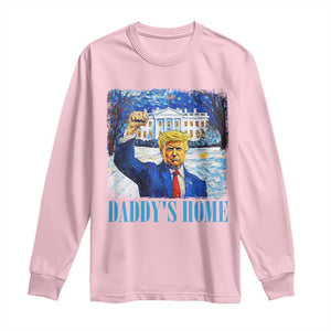 Trump 2024 Long Sleeve Shirt Daddy's Home Starry Night Christmas TS09 Light Pink Print Your Wear