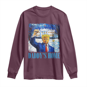 Trump 2024 Long Sleeve Shirt Daddy's Home Starry Night Christmas TS09 Maroon Print Your Wear