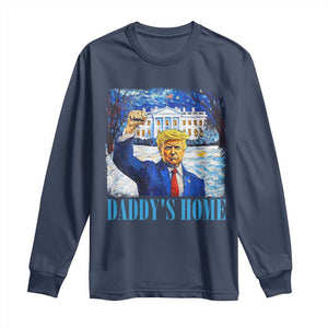 Trump 2024 Long Sleeve Shirt Daddy's Home Starry Night Christmas TS09 Navy Print Your Wear