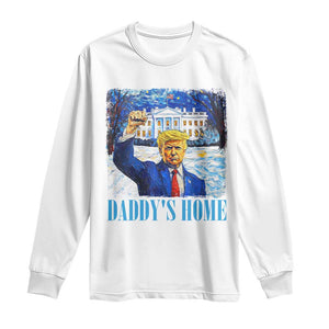 Trump 2024 Long Sleeve Shirt Daddy's Home Starry Night Christmas TS09 White Print Your Wear