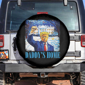 Trump 2024 Spare Tire Cover Daddy's Home Starry Night Christmas TS09 No hole Black Print Your Wear