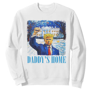 Trump 2024 Sweatshirt Daddy's Home Starry Night Christmas TS09 White Print Your Wear