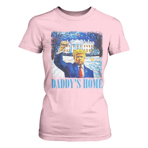 Trump 2024 T Shirt For Women Daddy's Home Starry Night Christmas TS09 Light Pink Print Your Wear