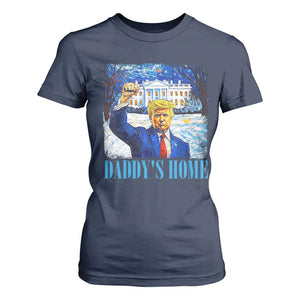 Trump 2024 T Shirt For Women Daddy's Home Starry Night Christmas TS09 Navy Print Your Wear