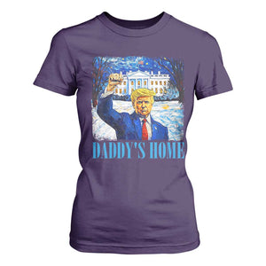 Trump 2024 T Shirt For Women Daddy's Home Starry Night Christmas TS09 Purple Print Your Wear