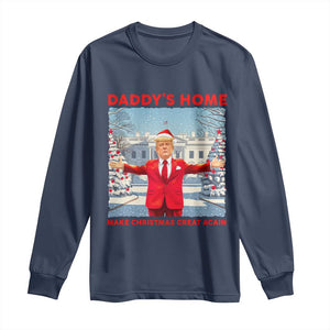 Christmas Trump Long Sleeve Shirt Daddy's Home Make Christmas Great Again TS09 Navy Print Your Wear