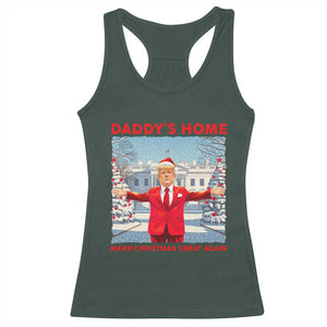 Christmas Trump Racerback Tank Top Daddy's Home Make Christmas Great Again TS09 Dark Forest Green Print Your Wear