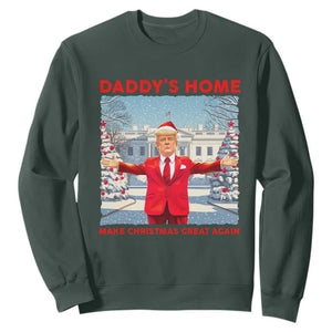 Christmas Trump Sweatshirt Daddy's Home Make Christmas Great Again TS09 Dark Forest Green Print Your Wear