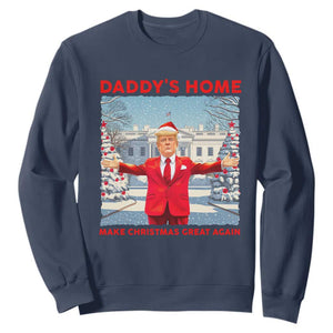 Christmas Trump Sweatshirt Daddy's Home Make Christmas Great Again TS09 Navy Print Your Wear