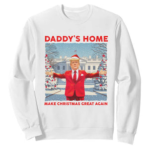 Christmas Trump Sweatshirt Daddy's Home Make Christmas Great Again TS09 White Print Your Wear