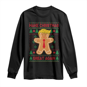 Funny Christmas Trump Long Sleeve Shirt Gingerbread Trump Make Christmas Great Again TS09 Black Print Your Wear