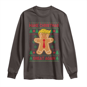 Funny Christmas Trump Long Sleeve Shirt Gingerbread Trump Make Christmas Great Again TS09 Dark Chocolate Print Your Wear