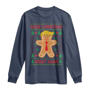 Funny Christmas Trump Long Sleeve Shirt Gingerbread Trump Make Christmas Great Again TS09 Navy Print Your Wear