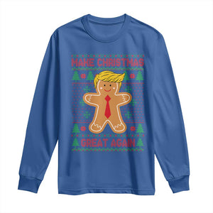 Funny Christmas Trump Long Sleeve Shirt Gingerbread Trump Make Christmas Great Again TS09 Royal Blue Print Your Wear