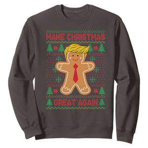 Funny Christmas Trump Sweatshirt Gingerbread Trump Make Christmas Great Again TS09 Dark Chocolate Print Your Wear