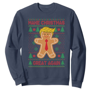 Funny Christmas Trump Sweatshirt Gingerbread Trump Make Christmas Great Again TS09 Navy Print Your Wear