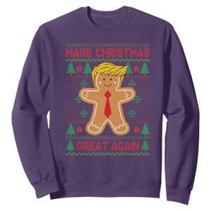 Funny Christmas Trump Sweatshirt Gingerbread Trump Make Christmas Great Again TS09 Purple Print Your Wear