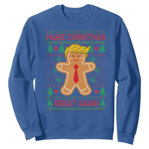 Funny Christmas Trump Sweatshirt Gingerbread Trump Make Christmas Great Again TS09 Royal Blue Print Your Wear