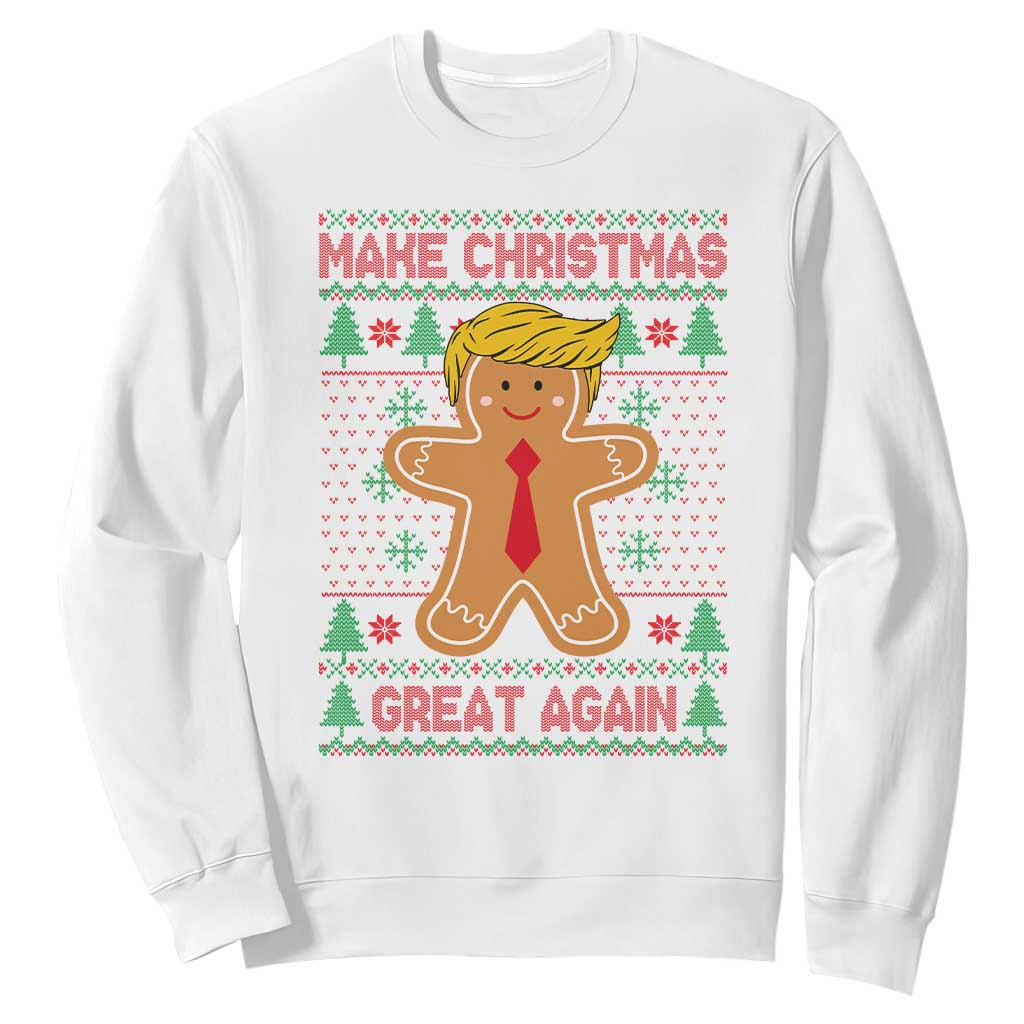 Funny Christmas Trump Sweatshirt Gingerbread Trump Make Christmas Great Again TS09 White Print Your Wear