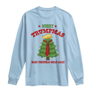 Christmas Trump Long Sleeve Shirt Merry Trumpmas Make Christmas Great Again TS09 Light Blue Print Your Wear