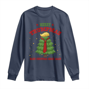 Christmas Trump Long Sleeve Shirt Merry Trumpmas Make Christmas Great Again TS09 Navy Print Your Wear