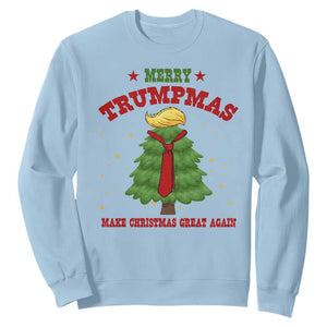 Christmas Trump Sweatshirt Merry Trumpmas Make Christmas Great Again TS09 Light Blue Print Your Wear