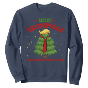 Christmas Trump Sweatshirt Merry Trumpmas Make Christmas Great Again TS09 Navy Print Your Wear