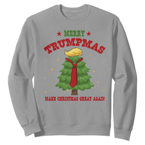 Christmas Trump Sweatshirt Merry Trumpmas Make Christmas Great Again TS09 Sport Gray Print Your Wear