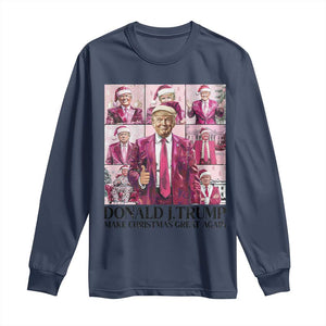 Christmas Trump Long Sleeve Shirt Pink Trump Era Make Christmas Great Again TS09 Navy Print Your Wear