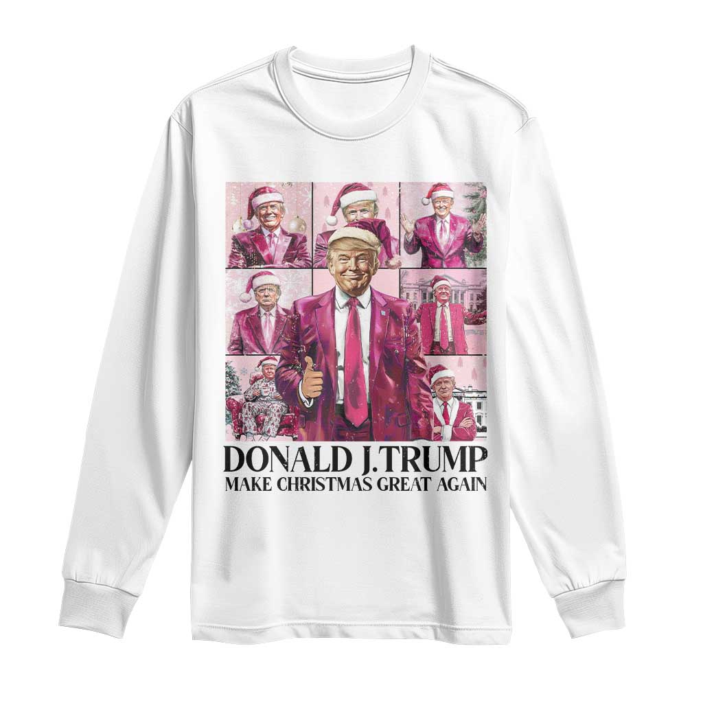 Christmas Trump Long Sleeve Shirt Pink Trump Era Make Christmas Great Again TS09 White Print Your Wear