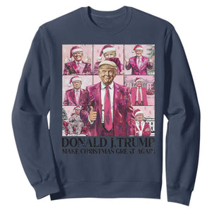 Christmas Trump Sweatshirt Pink Trump Era Make Christmas Great Again TS09 Navy Print Your Wear