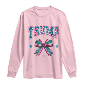 Trump 2024 Long Sleeve Shirt Coquette Bow Trump Girl 45 47 TS09 Light Pink Print Your Wear