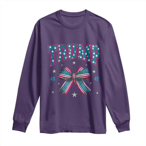 Trump 2024 Long Sleeve Shirt Coquette Bow Trump Girl 45 47 TS09 Purple Print Your Wear