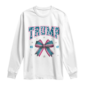 Trump 2024 Long Sleeve Shirt Coquette Bow Trump Girl 45 47 TS09 White Print Your Wear