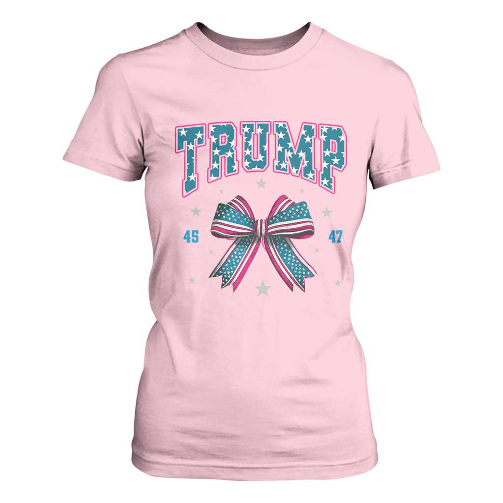 Trump 2024 T Shirt For Women Coquette Bow Trump Girl 45 47 TS09 Light Pink Print Your Wear