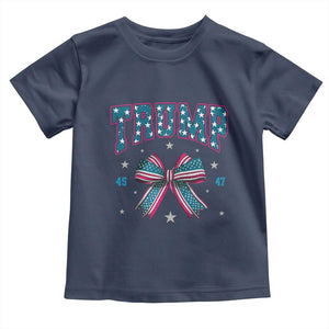 Trump 2024 Toddler T Shirt Coquette Bow Trump Girl 45 47 TS09 Navy Print Your Wear