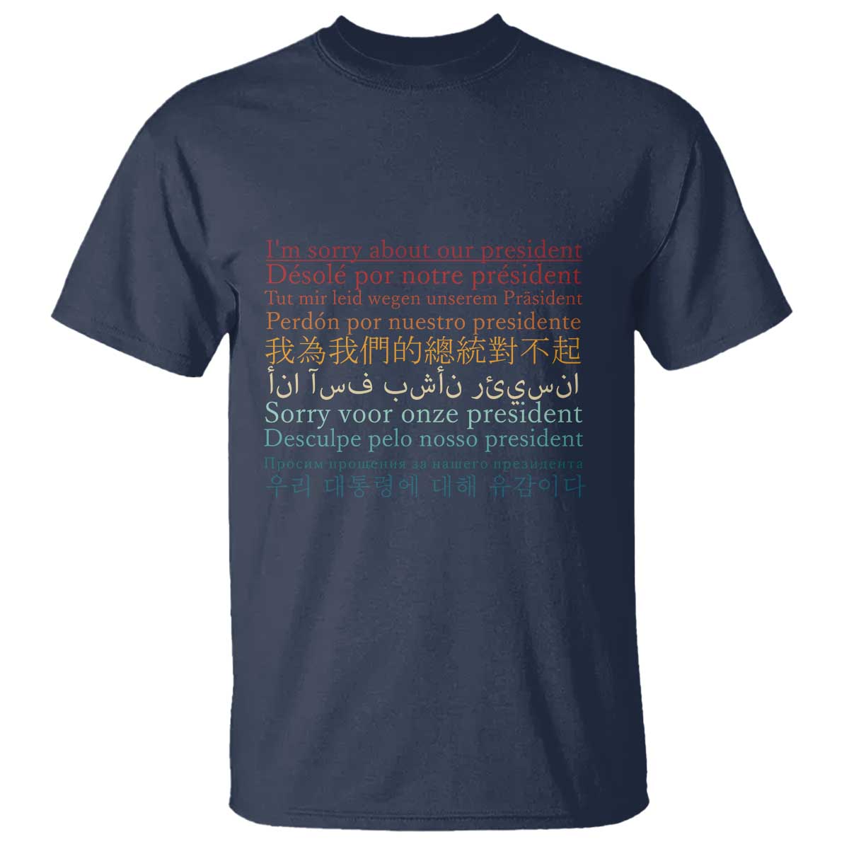 Sorry About Our President Not My President T Shirt TS09 Navy Print Your Wear