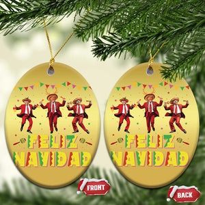 Funny Mexico Xmas Trump Christmas Ornament Feliz Navidad Trump Dancing TS09 Oval Gold Print Your Wear