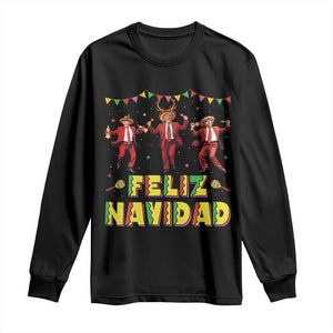 Funny Mexico Xmas Trump Long Sleeve Shirt Feliz Navidad Trump Dancing TS09 Black Print Your Wear