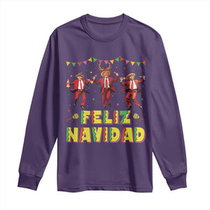 Funny Mexico Xmas Trump Long Sleeve Shirt Feliz Navidad Trump Dancing TS09 Purple Print Your Wear