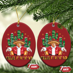 Funny Mexico Xmas Trump Christmas Ornament Feliz Navidad Trump Santa TS09 Oval Red Print Your Wear