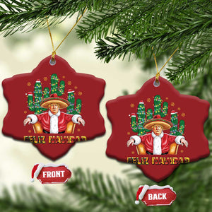 Funny Mexico Xmas Trump Christmas Ornament Feliz Navidad Trump Santa TS09 Snow Flake Red Print Your Wear