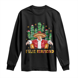 Funny Mexico Xmas Trump Long Sleeve Shirt Feliz Navidad Trump Santa TS09 Black Print Your Wear