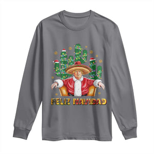 Funny Mexico Xmas Trump Long Sleeve Shirt Feliz Navidad Trump Santa TS09 Charcoal Print Your Wear